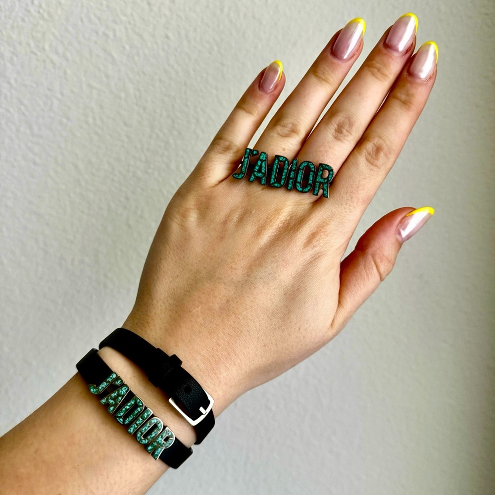 *SET*💙Dior💙J’Adore Enamel and Leather Wrap Bracelet W/ Double Ring